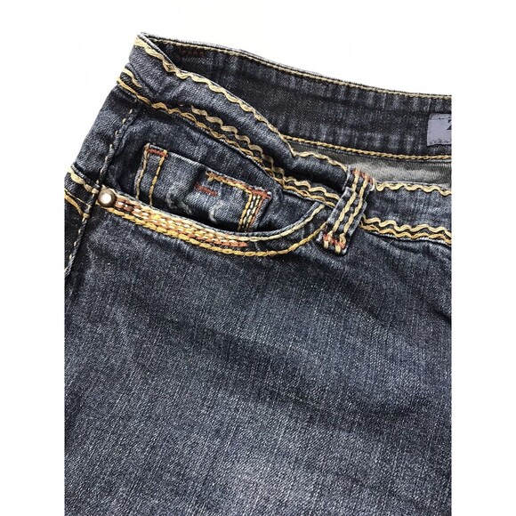 Zana Di Women Jeans Mid Rise Flare Leg Stretch Denim Sz 14 Y2k Vtg Thick Stitch - Picture 8 of 11